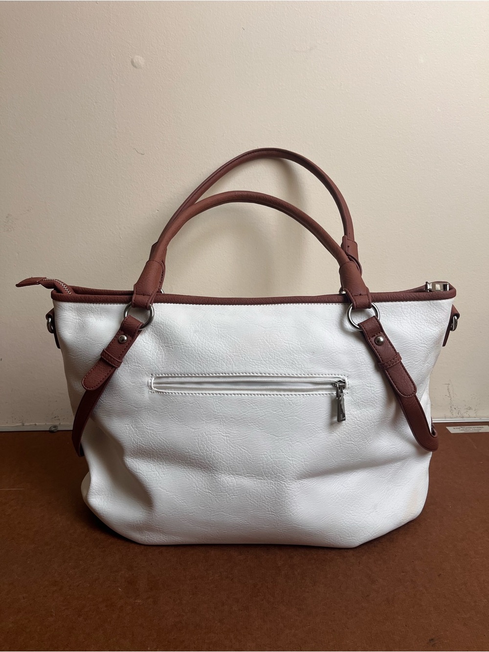 Black Rivet White and Brown Tote Bag - Stylish Everyday Women’s Handbag
